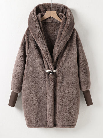 Girls Duffle Hooded Teddy Coat