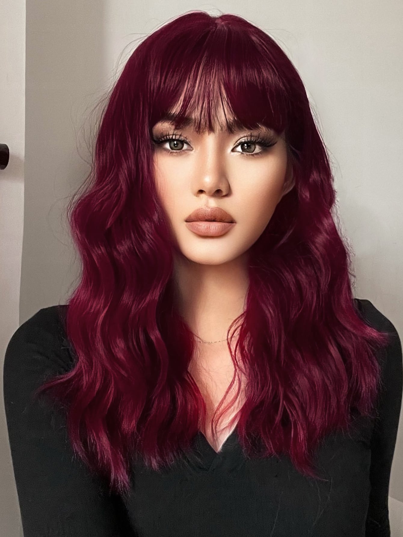 Medium Curly Synthetic Wig With Bangs
