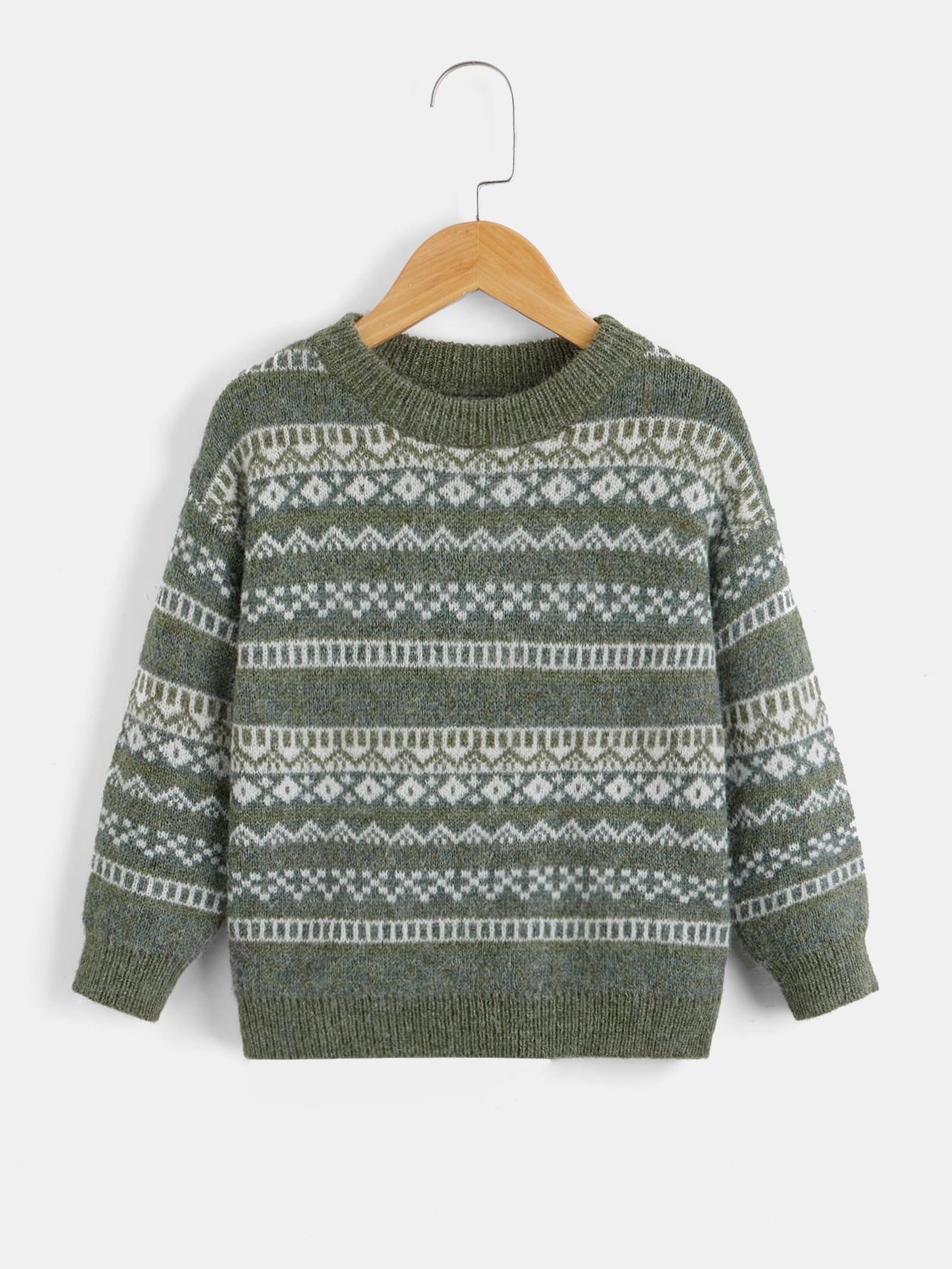 Toddler Boys Geo Pattern Drop Shoulder Sweater