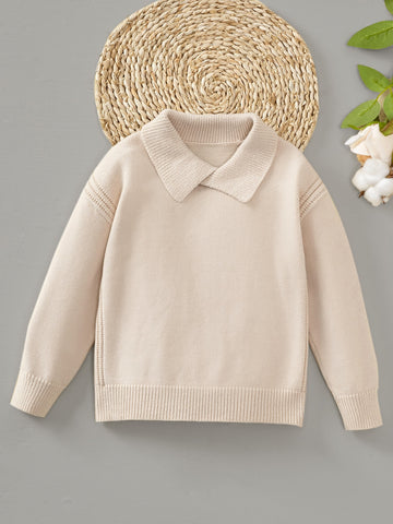Young Boy Solid Collared Sweater