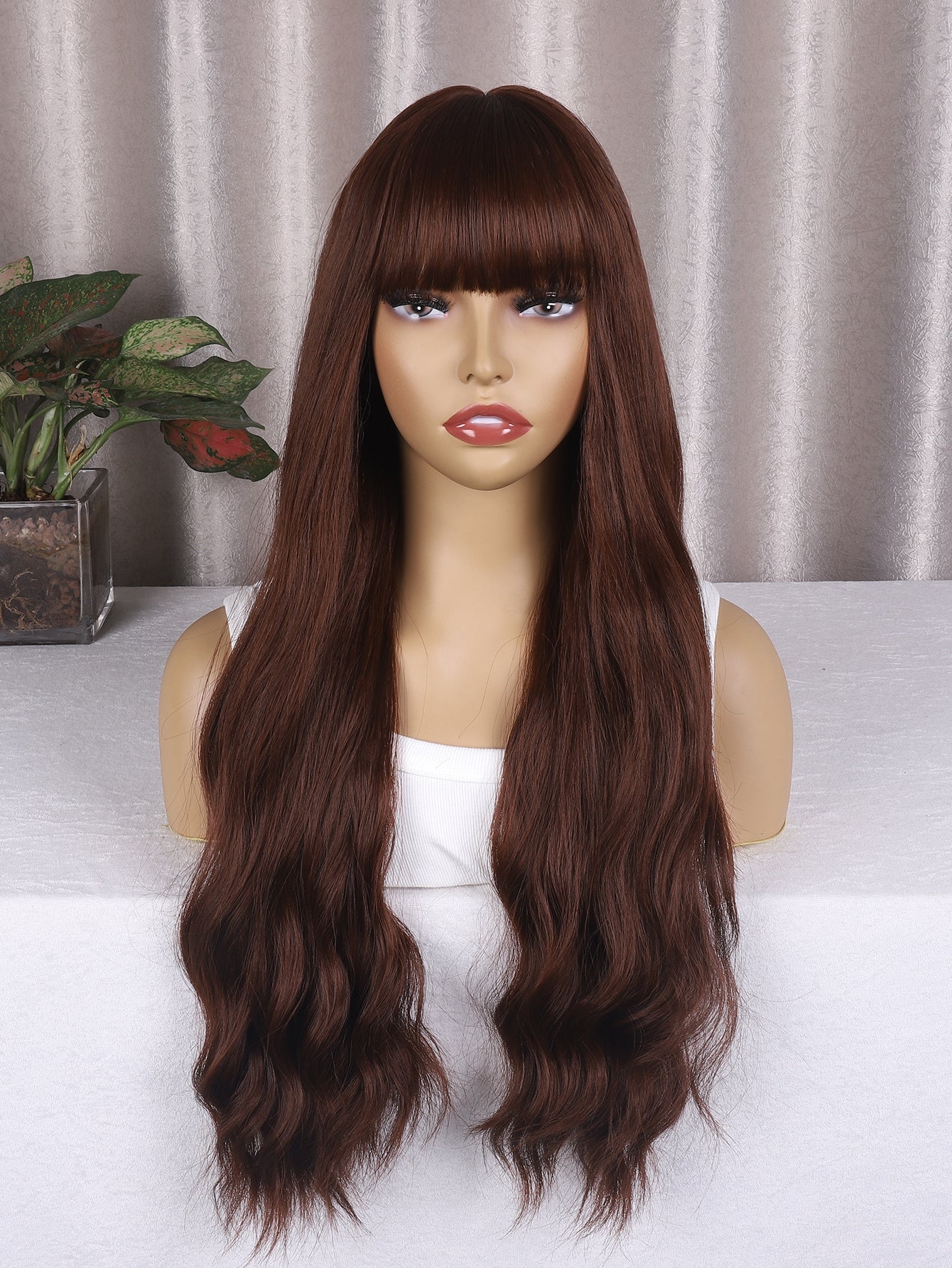 Long Curly Synthetic Wig With Bangs
