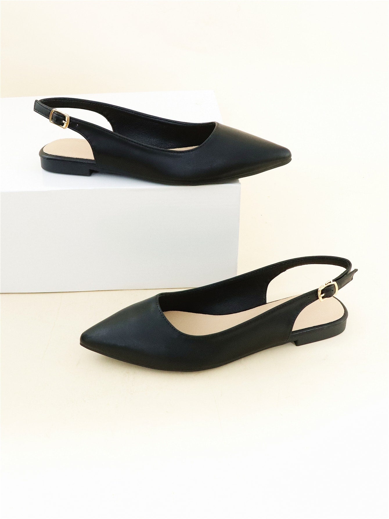 Women's Elegant Low-cut Flat Shoes With Pointed Toe And Open Heel
