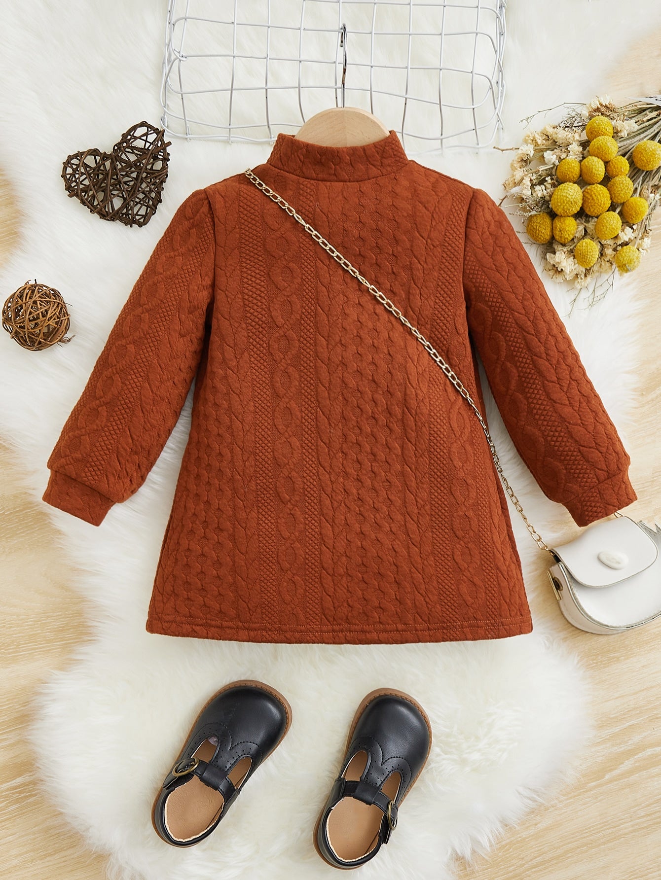 Baby Cable Knit Mock Neck Dress