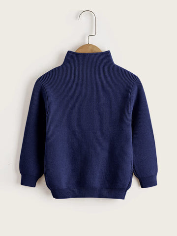 Young Boy Ribbed Knit Mock Neck Sweater