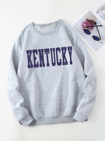Plus Letter Graphic Thermal Lined Sweatshirt