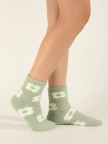Floral Pattern Fuzzy Socks
