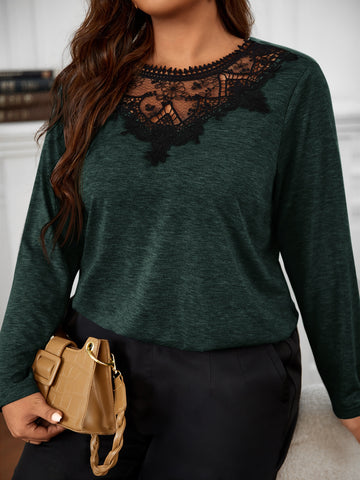 Plus Guipure Lace Insert Tee
