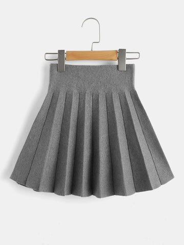 Tween Girl Solid Pleated Knit Skirt