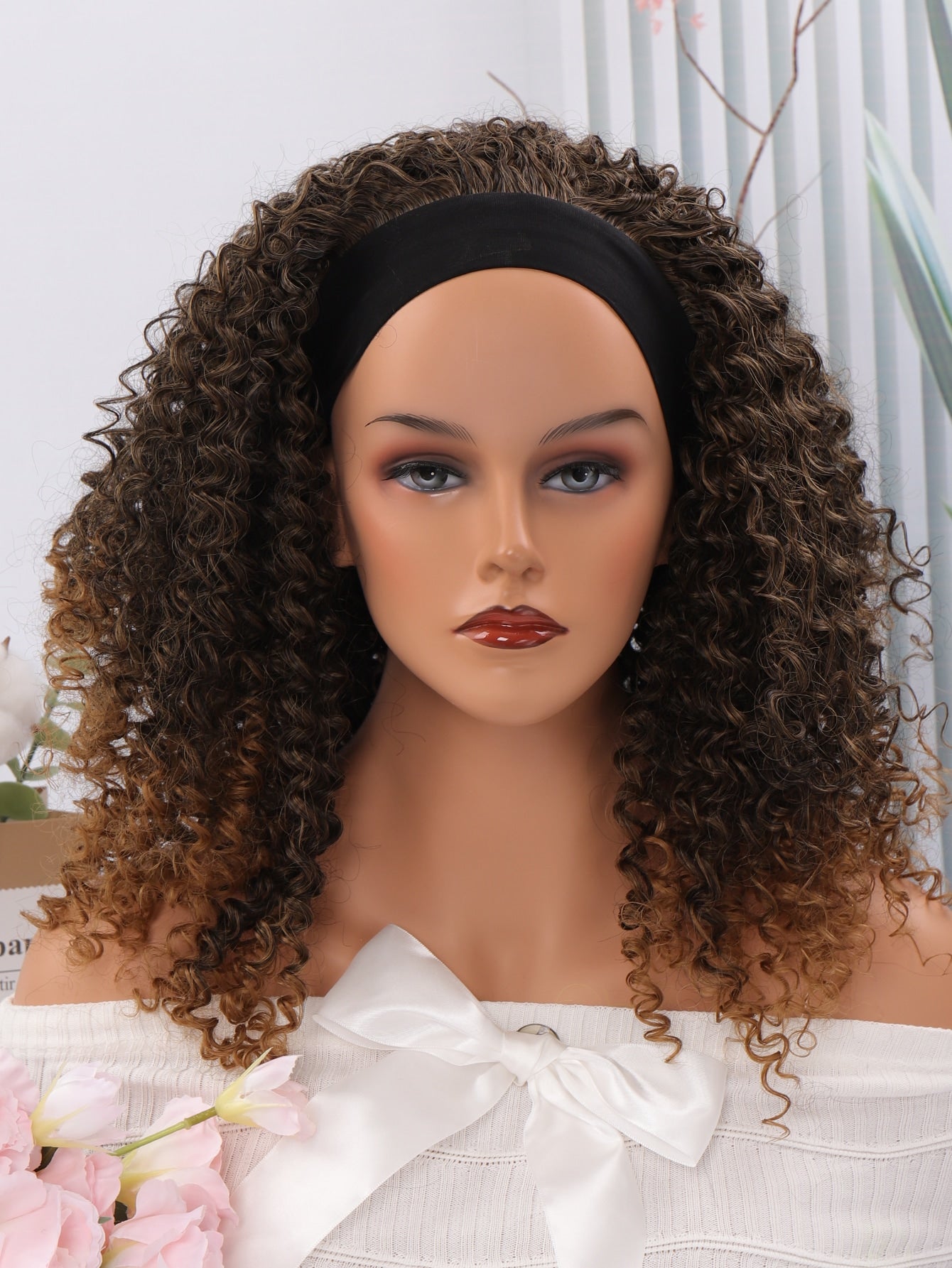 Medium Curly Synthetic Wig With Headband