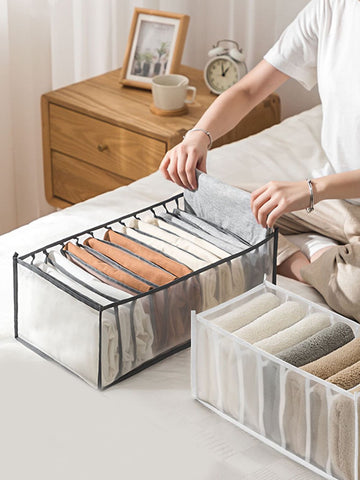 1pc Contrast Binding Random Color Clothes Storage Box, Multifunction Pants Organizer For Home