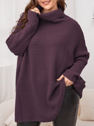 Plus Funnel Neck Batwing Sleeve Sweater