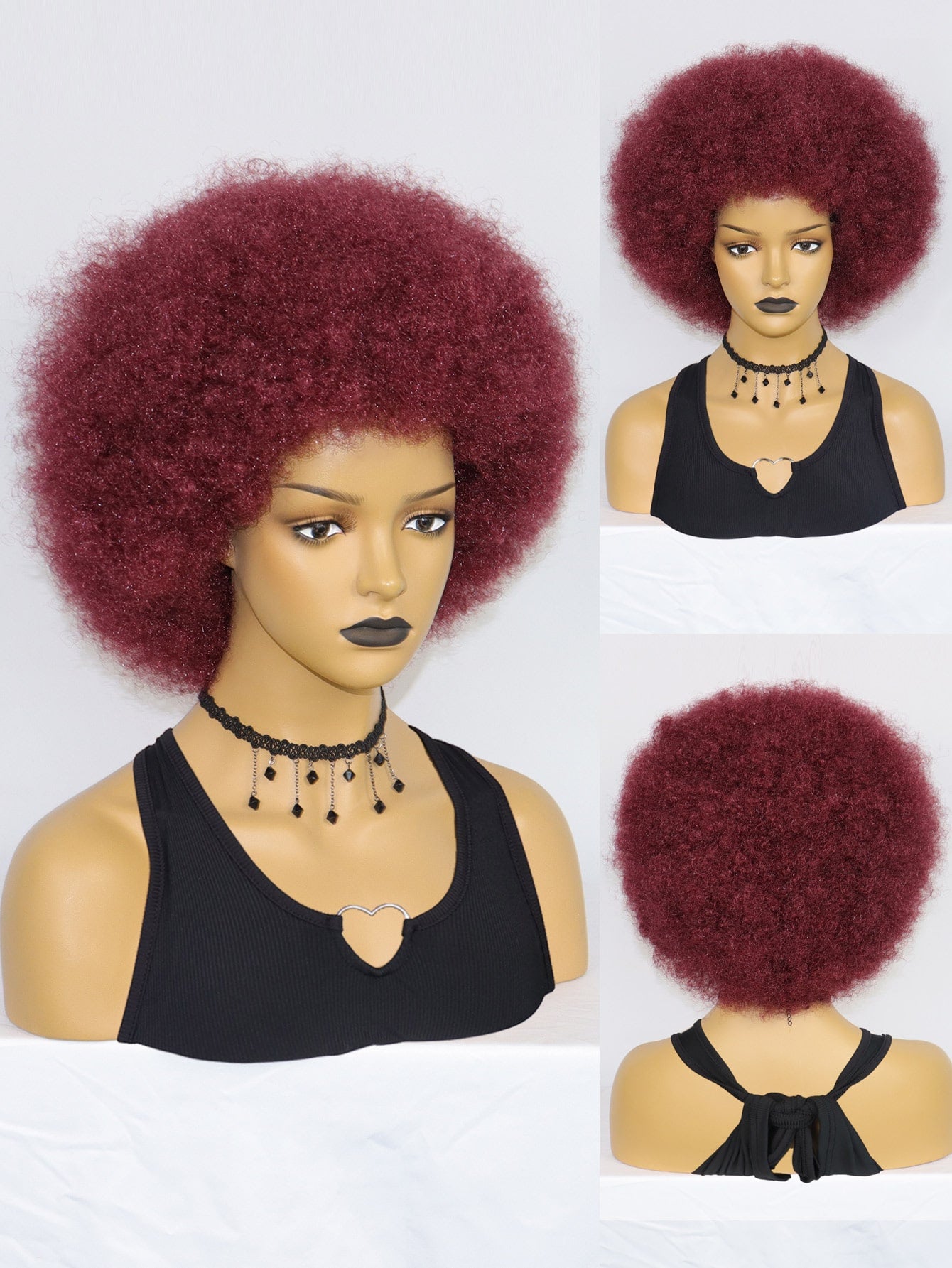 1pc Afro Short Curly Synthetic Wig & 1pc Wig Cap