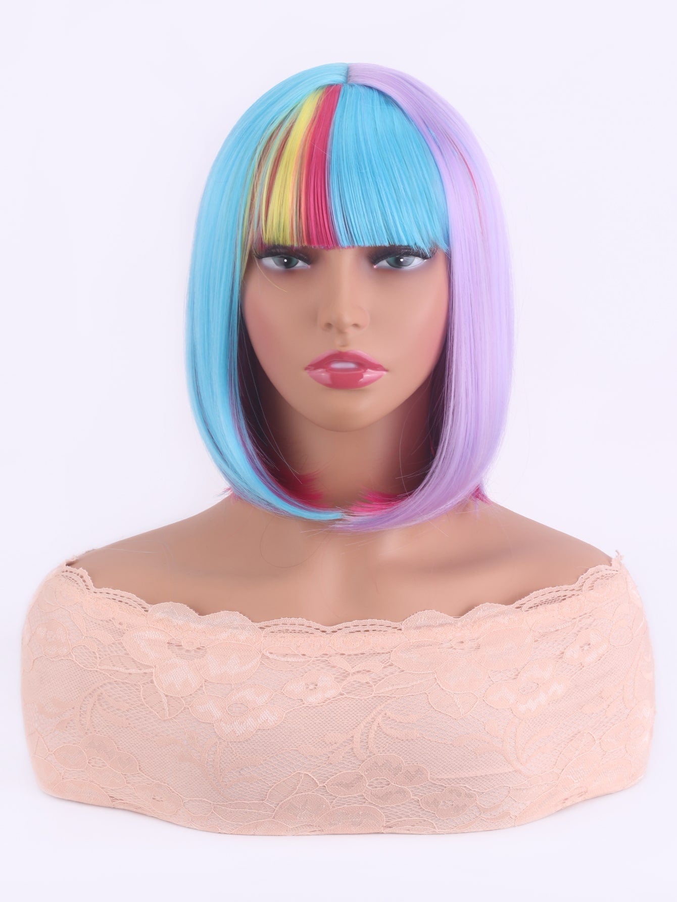 Two Tone Short Straight Synthetic Wig With Bangs