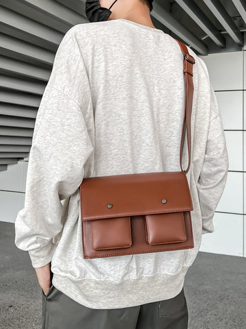 Men Pocket Front Flap Messenger Bag