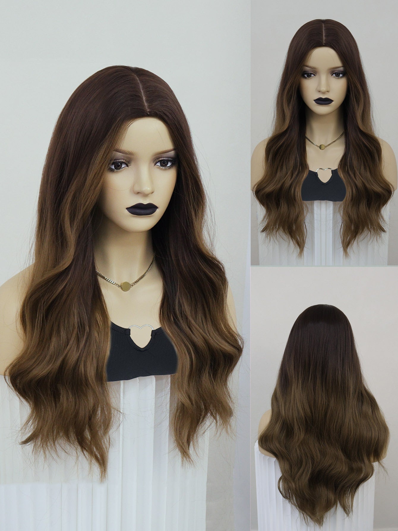 1pc Natural Long Curly Synthetic Wig & 1pc Wig Cap