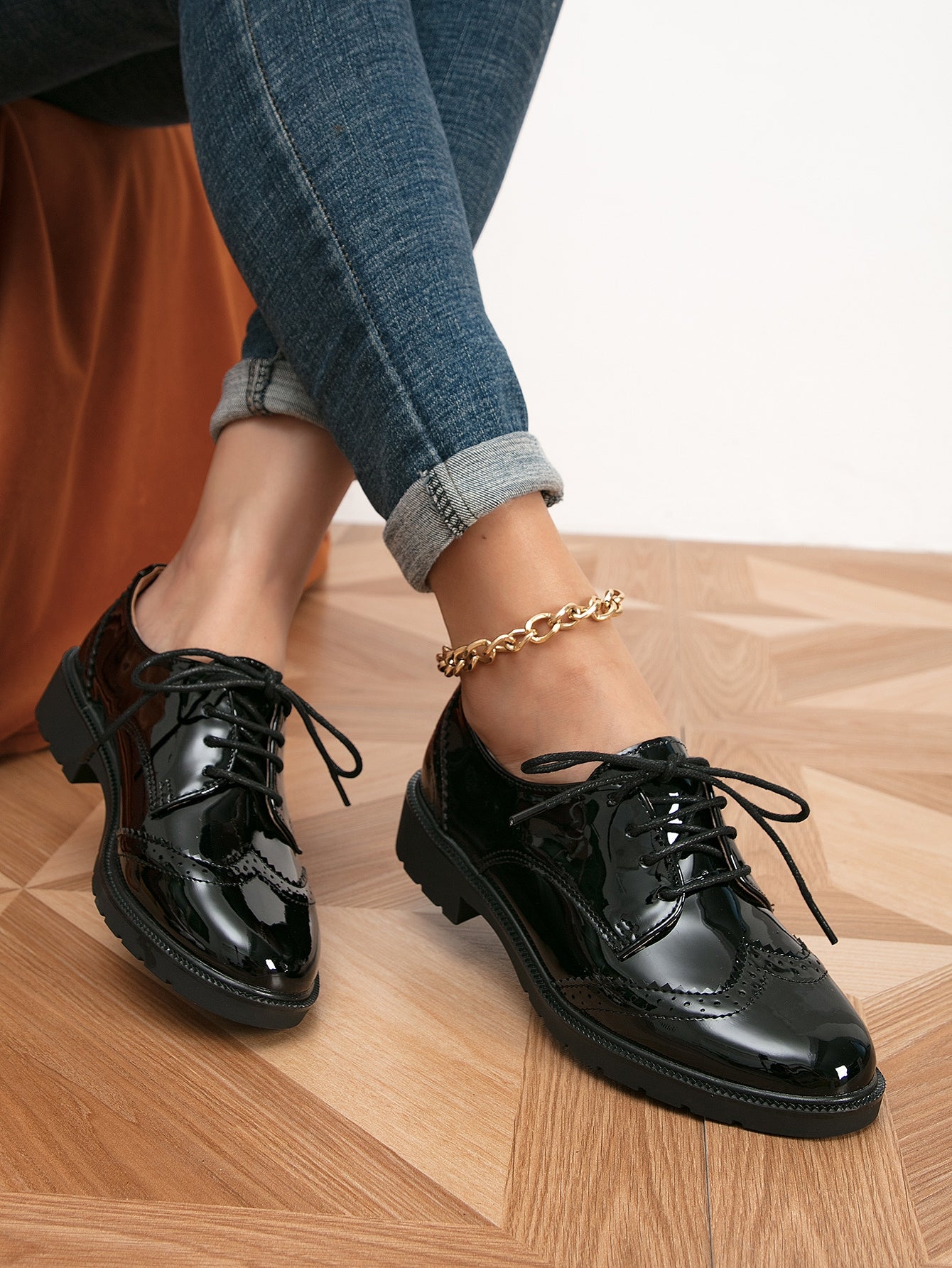 Lace-up Front Oxford Flats