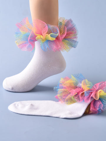 Toddler Girls Ruffle Trim Crew Socks