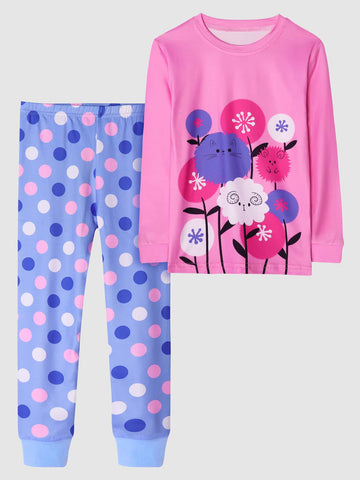 Tween Girl Unicorn & Moon Print Snug Fit Pajama Set, Home Wear