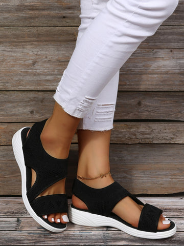 Sporty Black Sport Sandals Women Slingback Sport Sandals