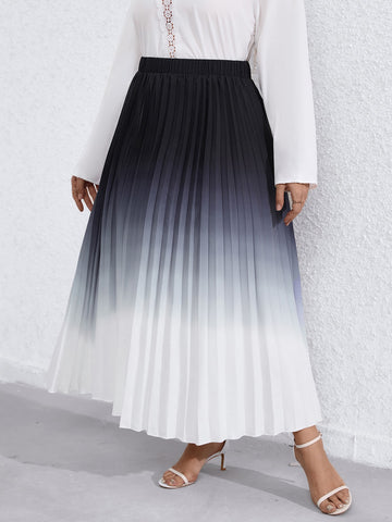 Plus Ombre Pleated Skirt