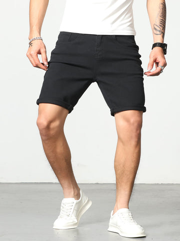 Men Cotton Solid Bermuda Denim Shorts