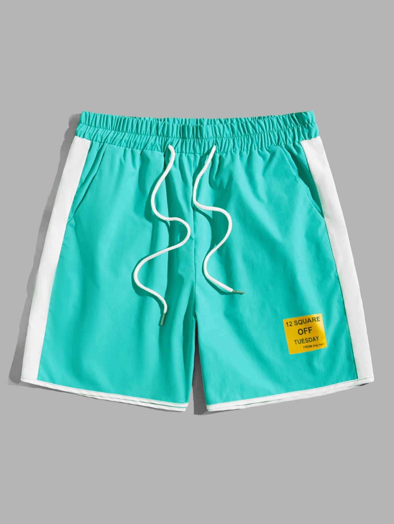 Guys Letter Patched Drawstring Shorts