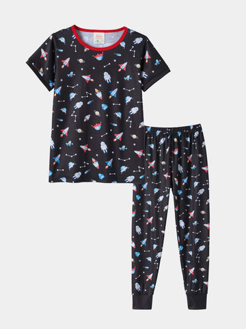 Boys Galaxy Print Tee & Sweatpants PJ Set