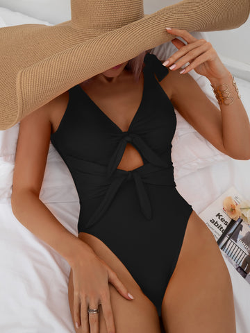 Knot Front One Piece Swimsuit