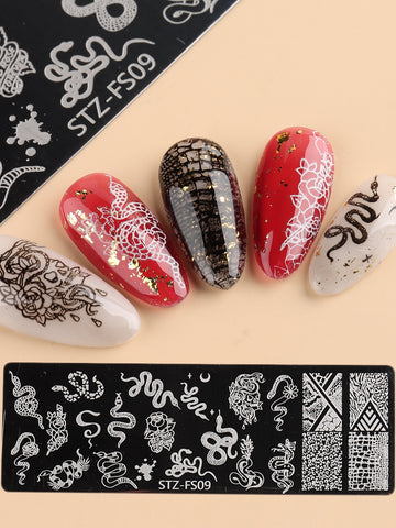 1sheet Snake Pattern Gel Polish Design Nail Art Stamper For Slow Drying Nail Polish Nail Stamper Plates For Manicure Salon