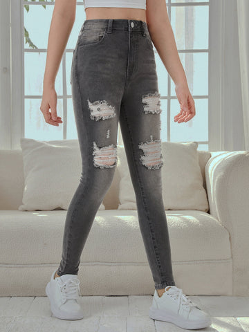 Teen Girls Ripped Skinny Jeans