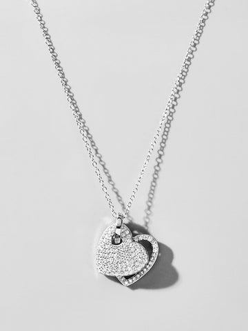Cubic Zirconia Heart Silver Pendant Necklace
