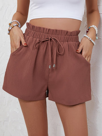 Knot Front Paperbag Waist Shorts