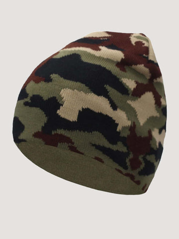 Men Camo Pattern Beanie Hat For Winter For Daily Wear Gift For Friend Casual