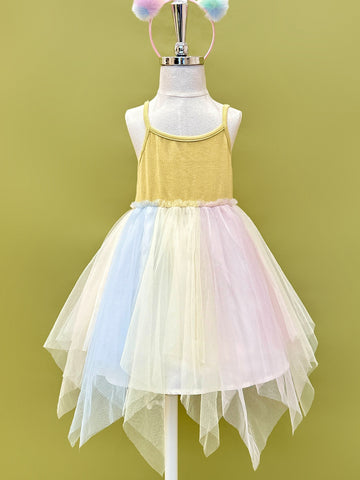 Toddler Girls Colorblock Asymmetrical Mesh Hem Cami Dress