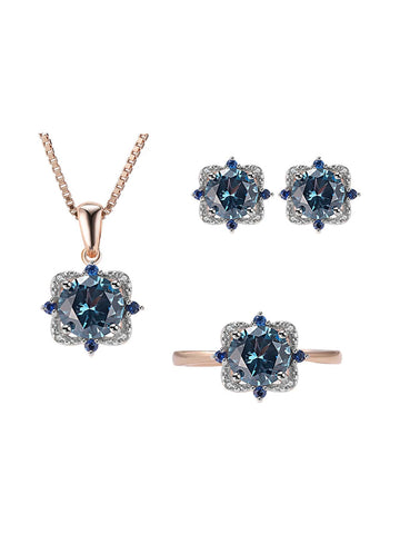 4pcs/set Cubic Zirconia Decor Silver Jewelry Set Gift For Women