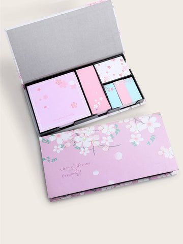 1pack Boxed Cherry Blossoms Print Sticky Note