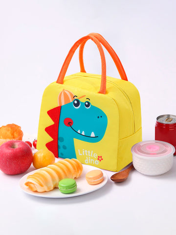 1pc Cartoon Dinosaur Pattern Lunch Bag, Cute Insulated Lunch Bag For Outdoor