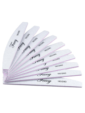 Nail Files, 10pcs Professional 180/240 Grit Washable Nail Files Double Sided Nail Styling Manicure Pedicure Tools For Poly Nail Gel