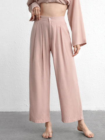 High-Waist Cropped Wide-Leg Pant Linen Relaxed Fit Comfy & Lightweight Pairs Well With All Basic Tops