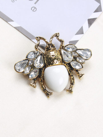 1pc Glamorous Zinc Alloy Bee Design Rhinestone Detail Brooch For Women For Daily Decoration