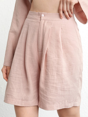 High-Waist Bermuda Shorts Linen Relaxed Fit & Comfy Lightweight Pairs Well With All Basic Tops