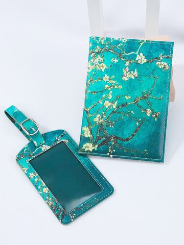 Floral Graphic Passport Case With Luggage Tag