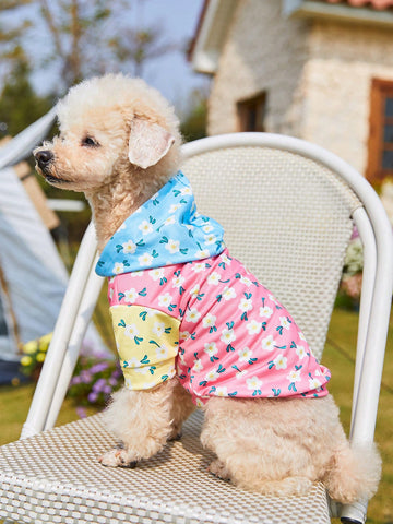 1pc Floral Print Pet Hoodie For Cat And Dog For Cold Season