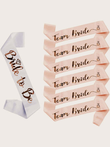 7pcs/pack Team Bride Sash, White Bride To Be Sash and 6 Team Bride Sashes Bachelorette Party Supplies With Shiny Rose-golden Font Bachelorette Sash Bridesmaid Sashes For Bridal Party & Wedding, Wedding Party Supplies, Holiday Accessories