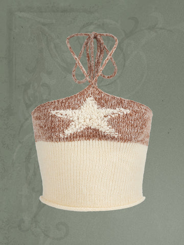 Star Pattern Halter Knit Top