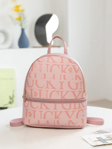 Girls Classic Backpack Letter Graphic