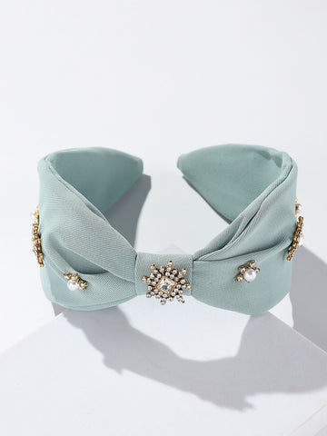 1pc Fabric Wide-Brim Snowflake & Five-Pointed Star Designed Headband With Rhinestone