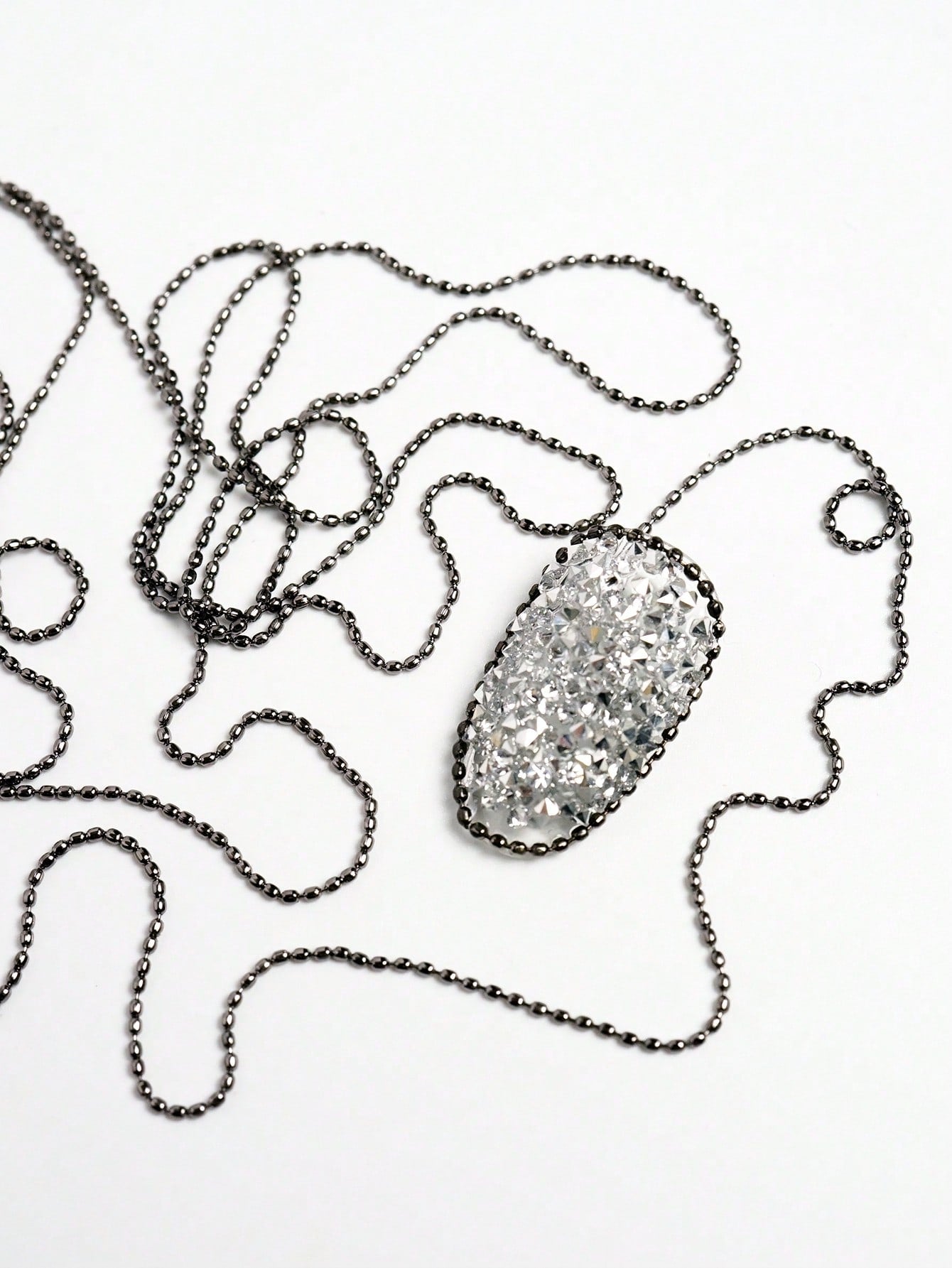 Nail Decoration, 1pack Metre Black Chain Stone Bead Metal Steel Manicure Art Jewelry Accessory Manicure