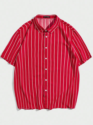 Men Plus Striped Print Shirt