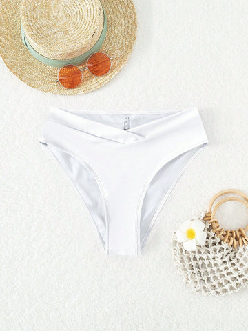 Summer Beach Solid Criss Cross Bikini Bottom
